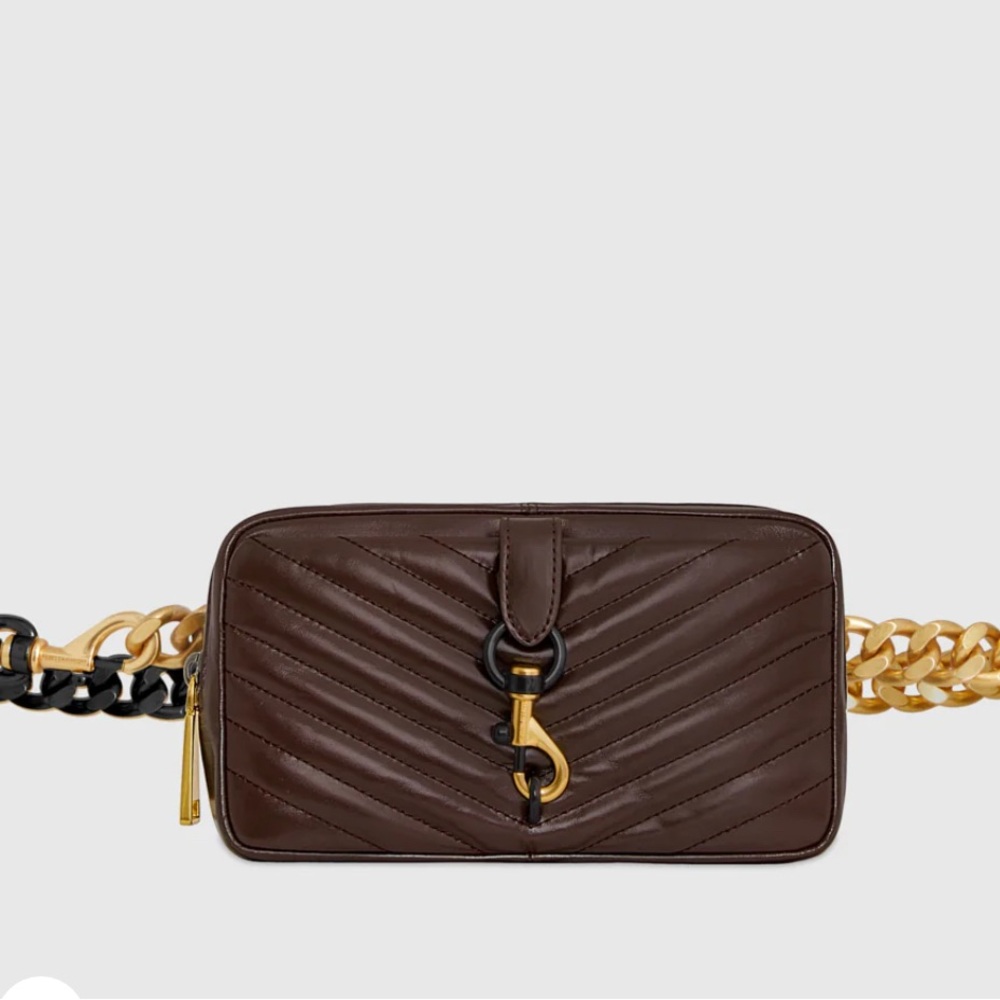 Rebecca Minkoff Brown Crossbody Bag with Gold and Black Chain